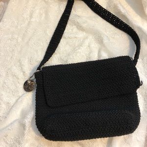 Cute Black Crocheted Bag with Crocheted Strap